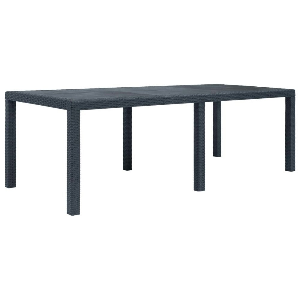 Berkfield Garden Table Anthracite 220x90x72 cm Plastic Rattan Look