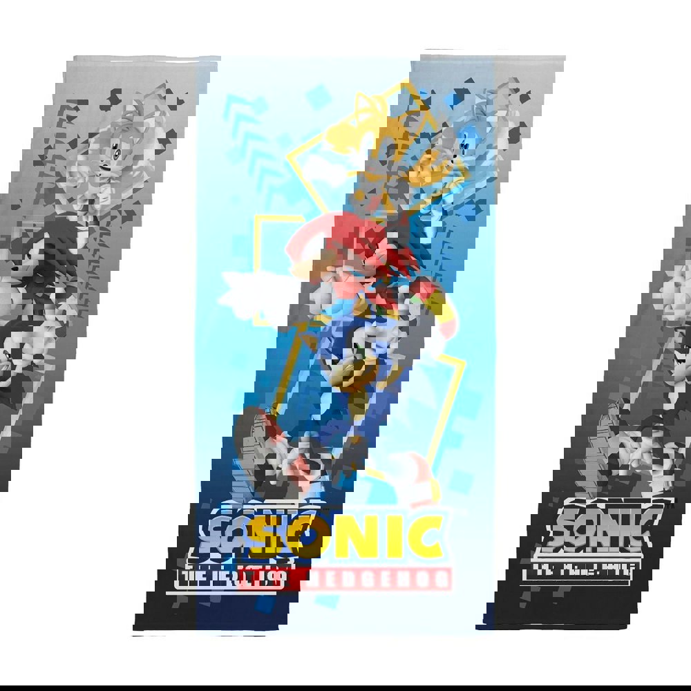 Sonic The Hedgehog Bounce Cotton Beach Towel - Blue/Multicoloured