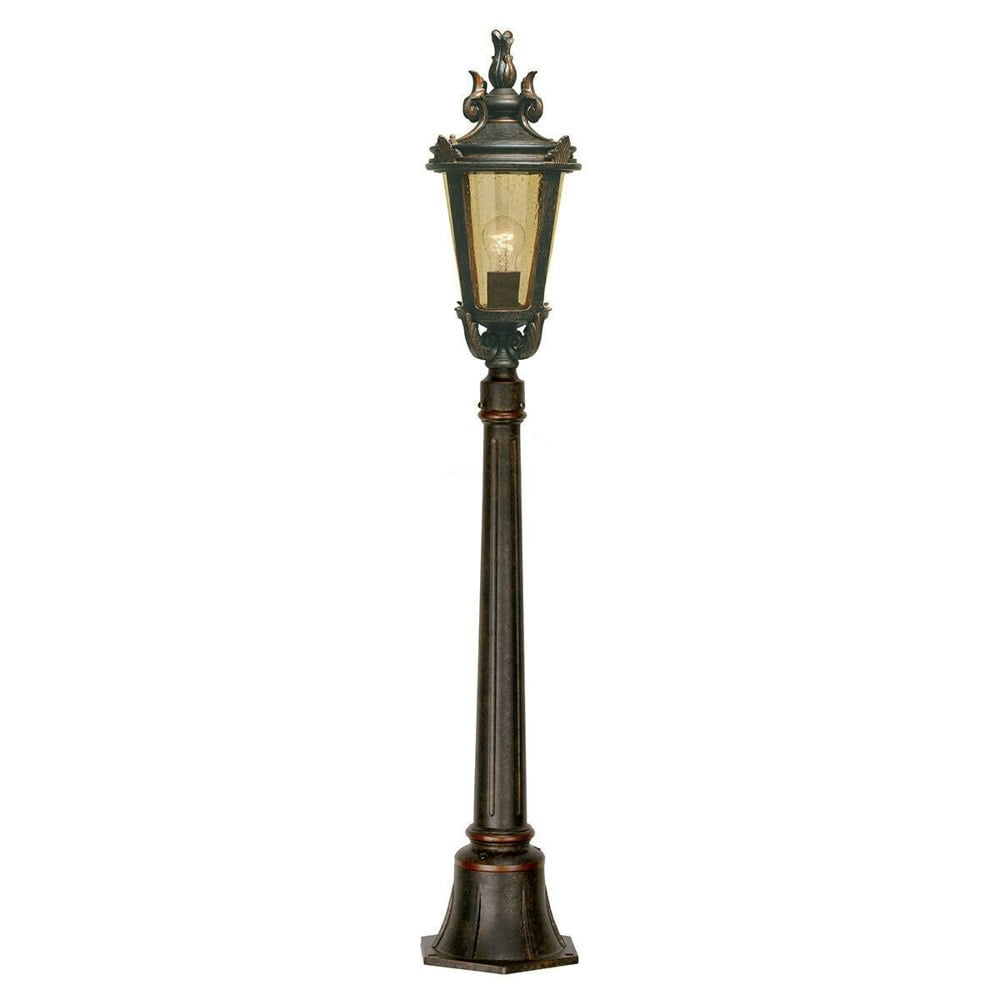 Outdoor IP44 1 Bulb Short Mini Lamp Post Pillar Weathered Bronze LED E27 100W Loops