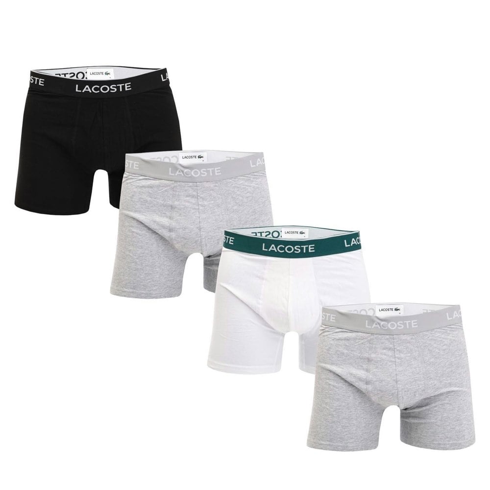 Lacoste Mens Cotton Stretch Boxer Shorts (Pack of 3) - Black/Grey/White