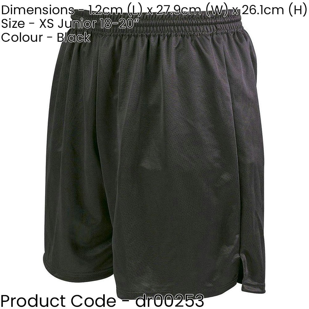 XS - BLACK Junior Soft Touch Elasticated Training Shorts Bottoms - Football Gym