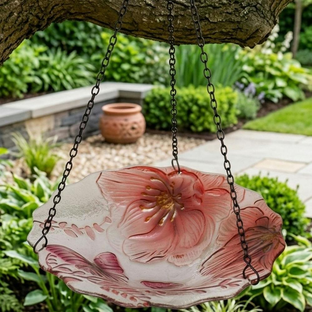 Garden Greatness Butterfly Floral Hanging Bird Feeder Bath