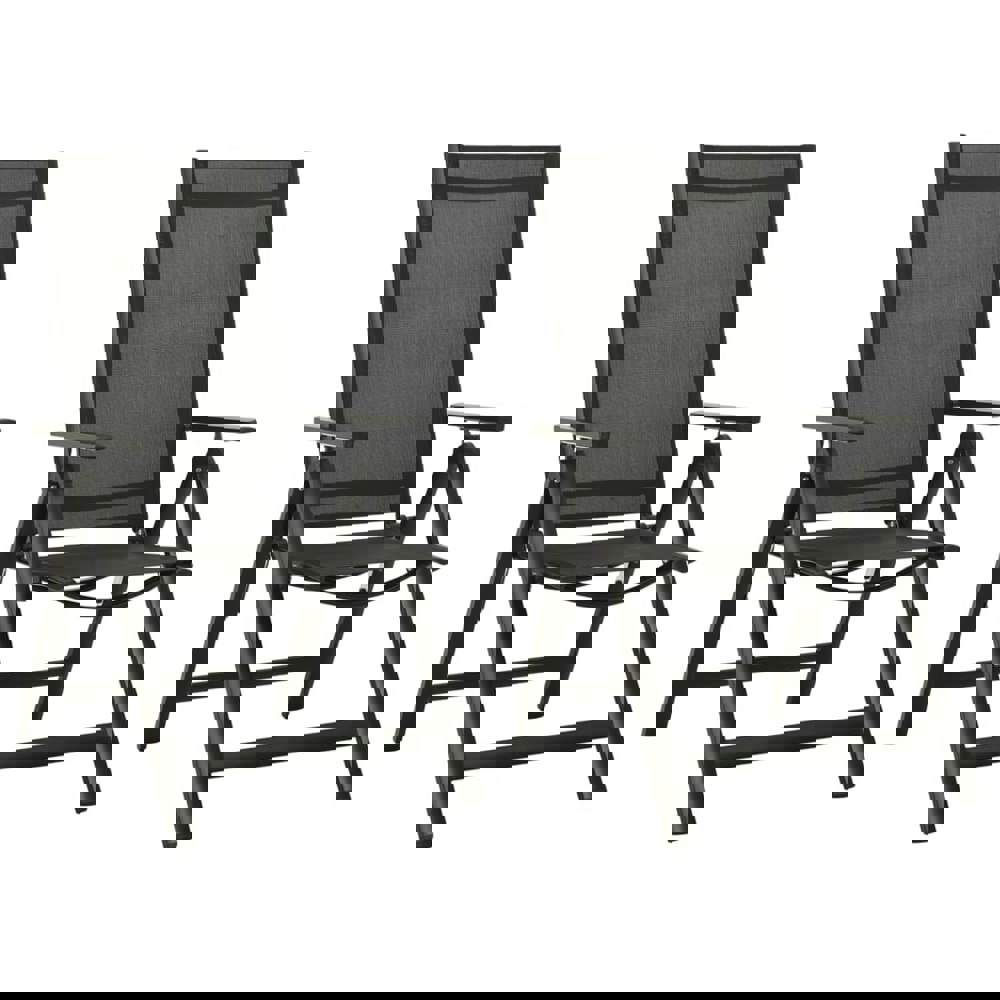 Berkfield Folding Garden Chairs 2 pcs Textilene and Aluminium Black