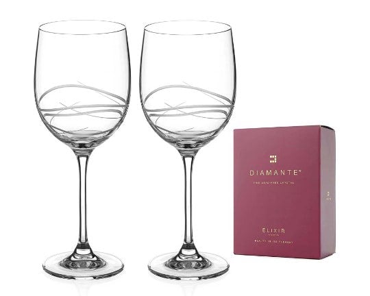 Diamante Red Wine Glasses Pair ‘Victoria’ - Set of 2