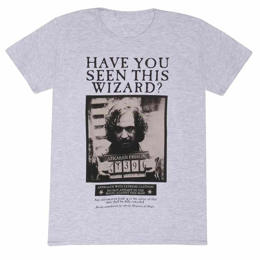 Harry Potter Unisex Adult Sirius Black Wanted Poster T-Shirt - Heather Grey