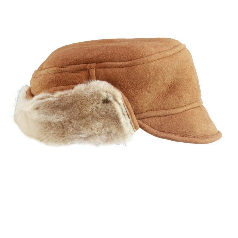 Eastern Counties Leather Mens Caxton Sheepskin Aviator Trapper Hat - Spice