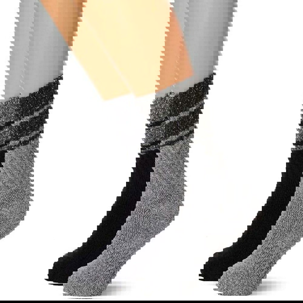 Trespass Men's Hitched Two Tone Anti Blister Hiking Boot Socks (2 Pairs) - Black/Grey Marl