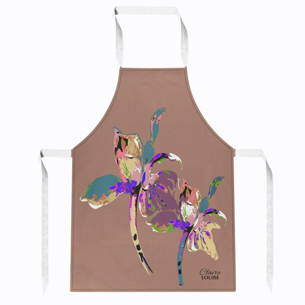 Claire Louise Flora Pop Mocha Mousse Iris Apron