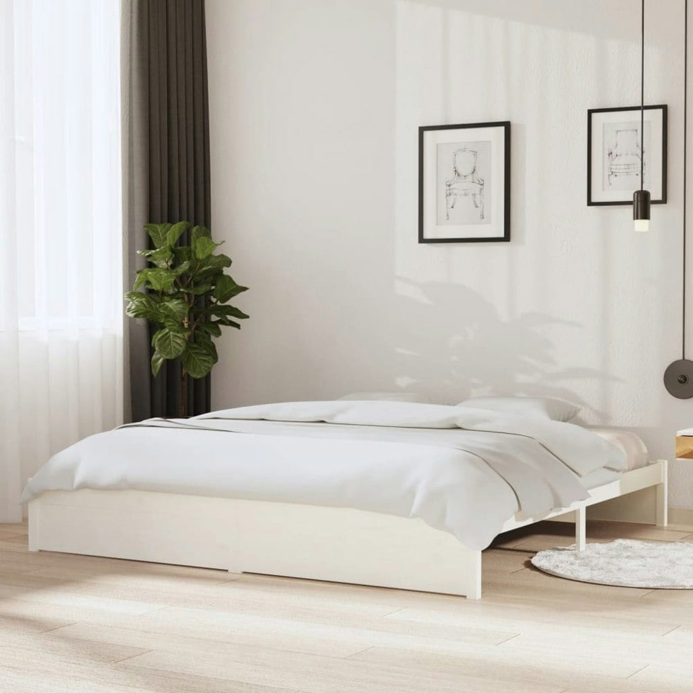 Berkfield Bed Frame White Solid Wood 200x200 cm