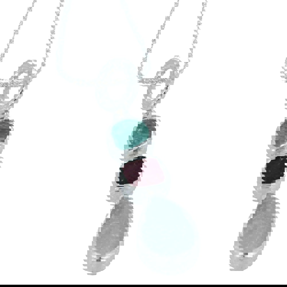 Trio Rough Stone Pendant Necklace in Sterling Silver - Reeves & Reeves