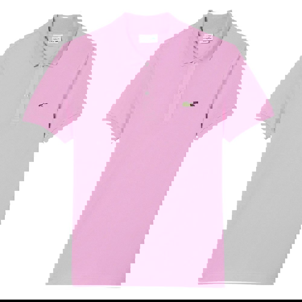 Lacoste Mens L.12.12 Pique Slim Polo Shirt - Pink