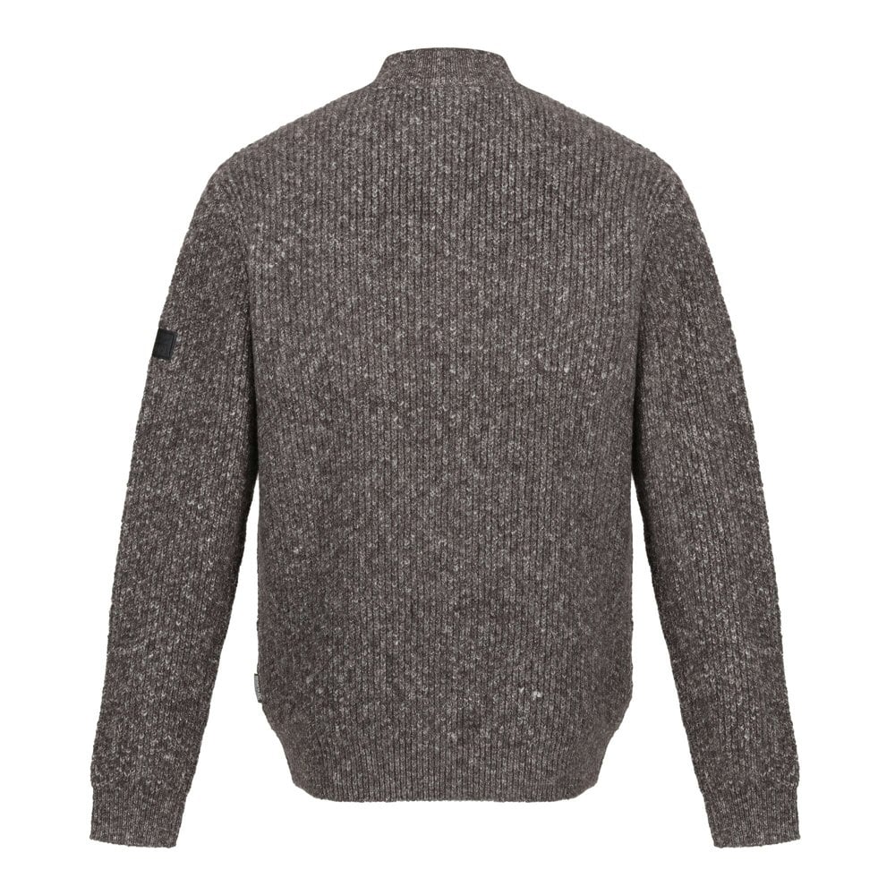 Regatta Mens Solomon Marl Knitted Zip Neck Sweatshirt - Dark Grey