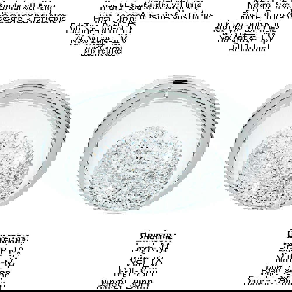 2 PACK Wall Flush Ceiling Light Chrome Shade White Clear Glass Crystals LED 11W Loops