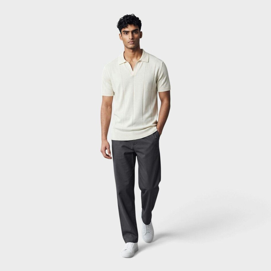 Orlebar Brown Horton Cotton Silk Polo Shirt White Sand