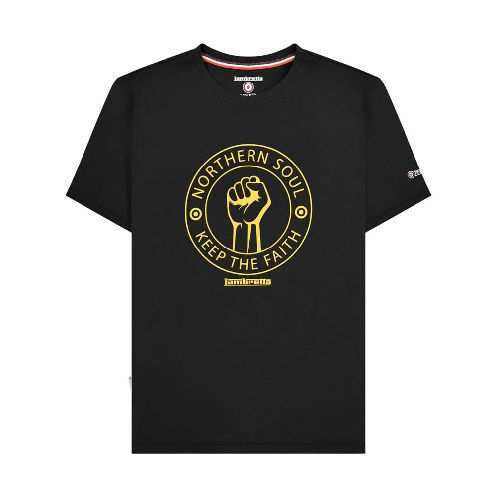 Lambretta Mens Northern Soul Big & Tall T-Shirt - Black/Gold