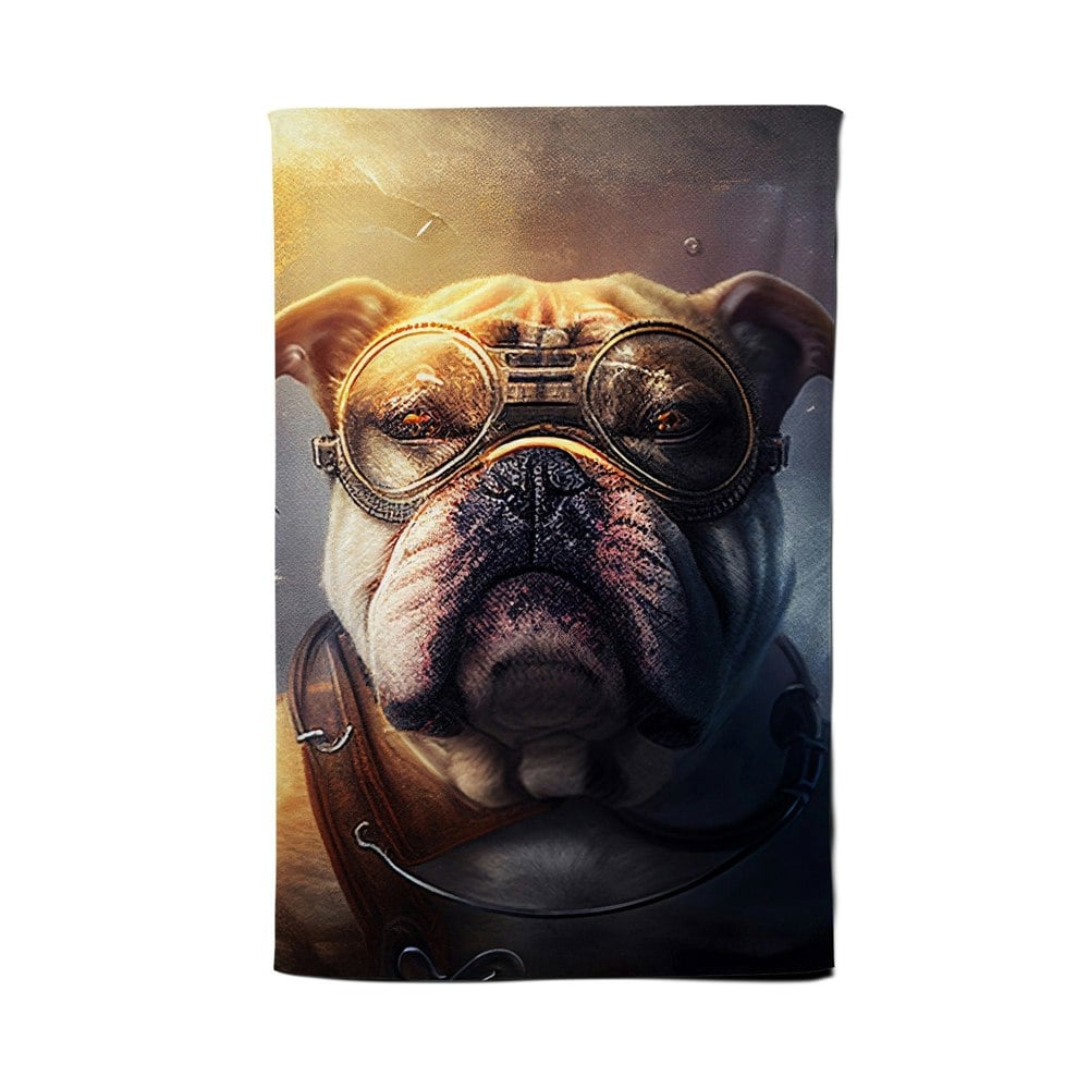 Warren Reed Bulldog With Glasses Splashart Golden Tea Towel