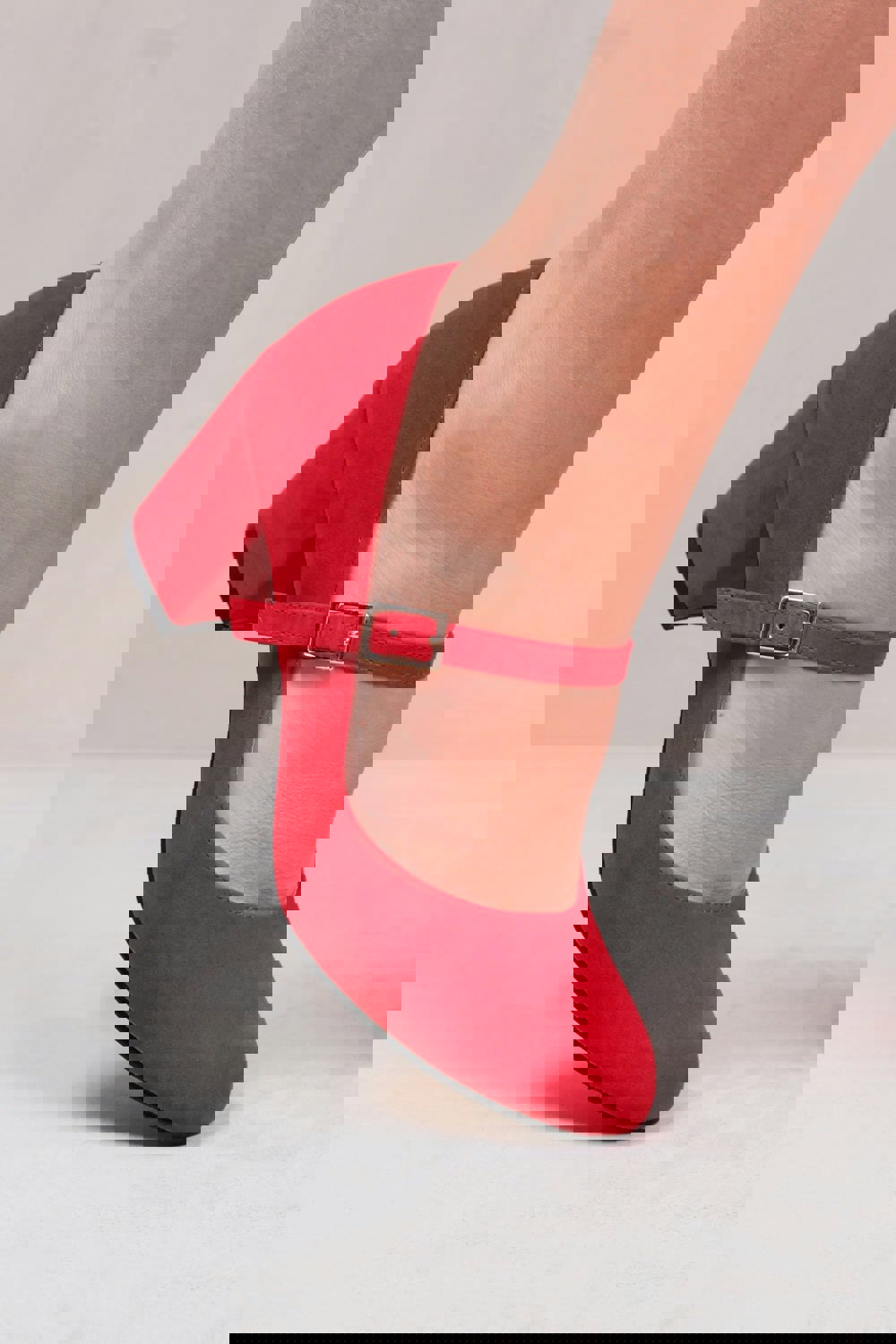 Where's That From Araceli Block Heel Mary Jane Pupms in Rouge Red Faux Suede