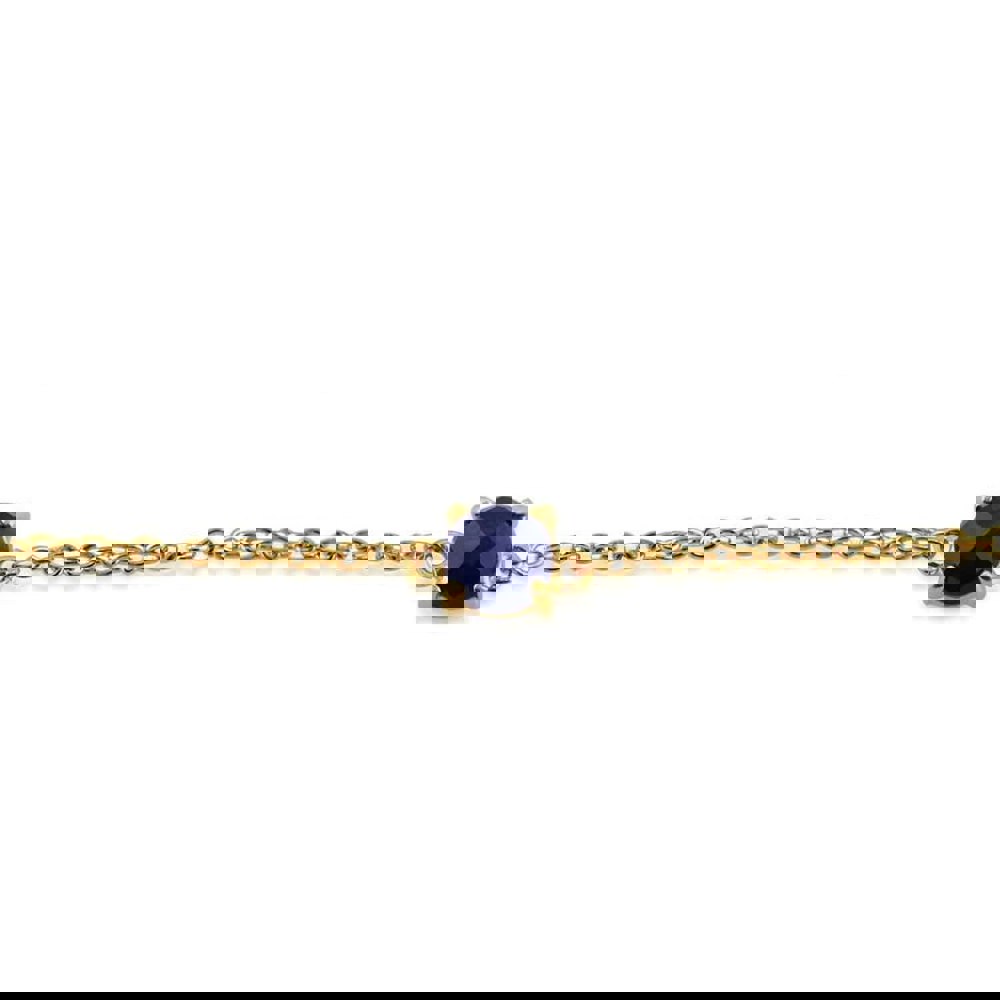 Classic Round Sapphire Checkerboard Bracelet in 9ct Yellow Gold - Gemondo