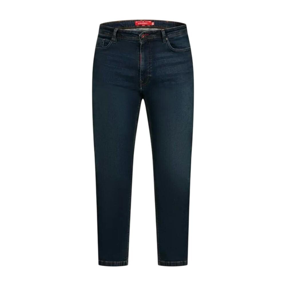 Duke Mens Foster D555 Stone Wash Straight Jeans - Blue - Blue - 82% Cotton/16% Polyester/2% Elastane