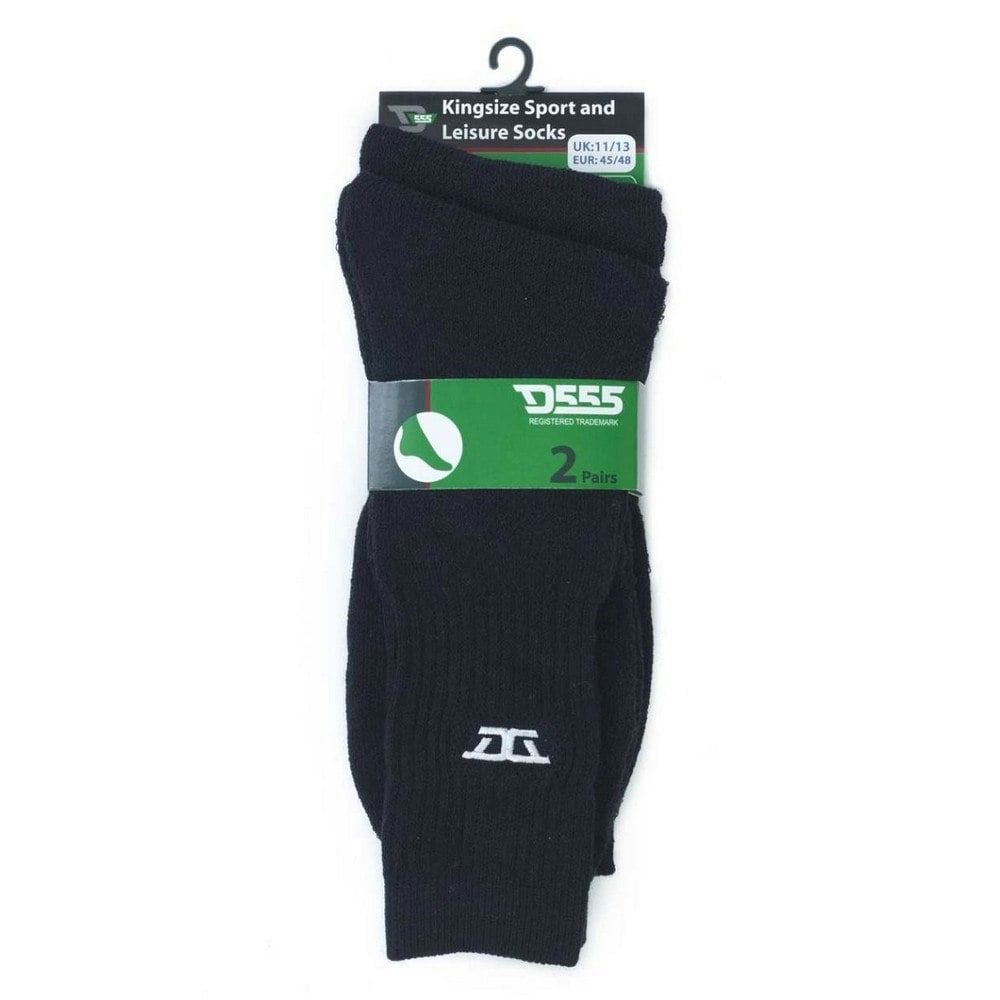 Duke Mens D555 Logan Kingsize Socks (Pack of 2) - Black