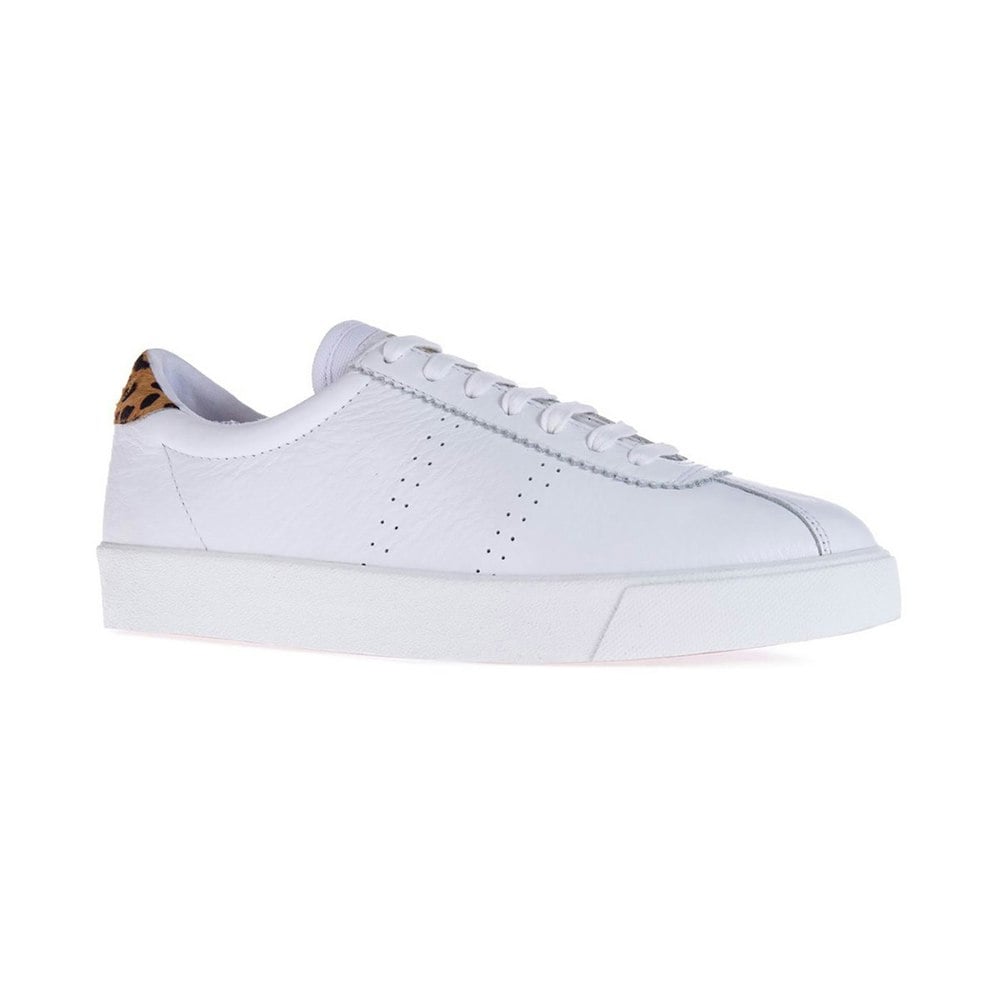 Superga Womens 2843 Sport Club S Leather Trainers - White/Animalier