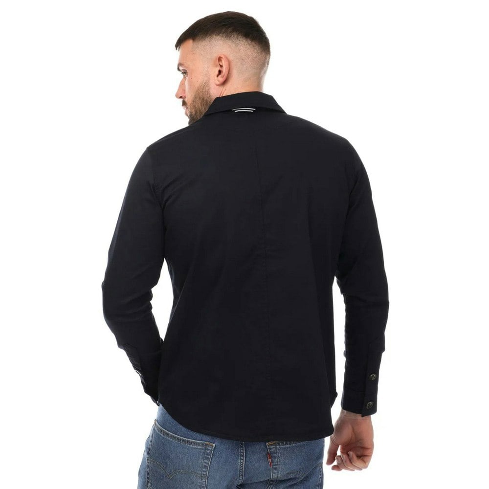 Mercery Mens Sateen Stretch Overshirt - Navy