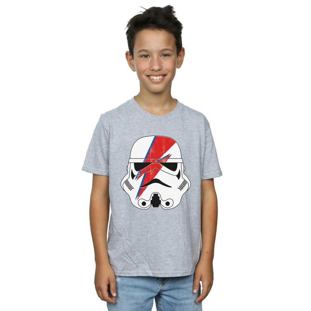Star Wars Boys Glam Stormtrooper Lightning Bolt Cotton T-Shirt - Sports Grey