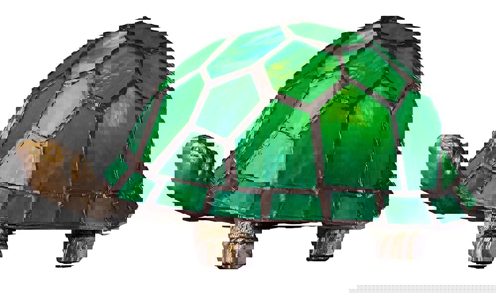 Beautifully Hand Crafted Green Glass Tortoise Tiffany Lamp Image 1