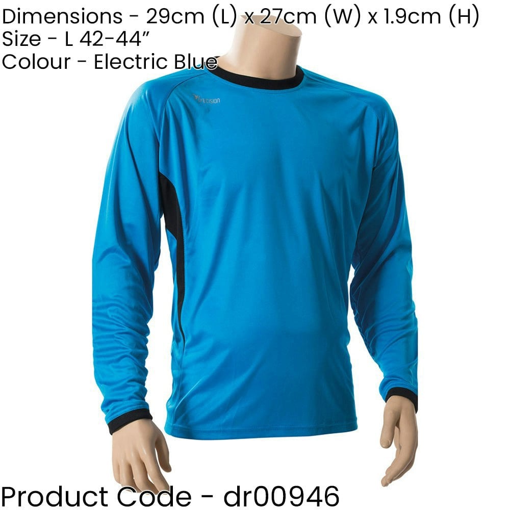 ADULT L 42-44 Inch BLUE Goal-Keeping Long Sleeve T-Shirt Shirt Top GK Keeper