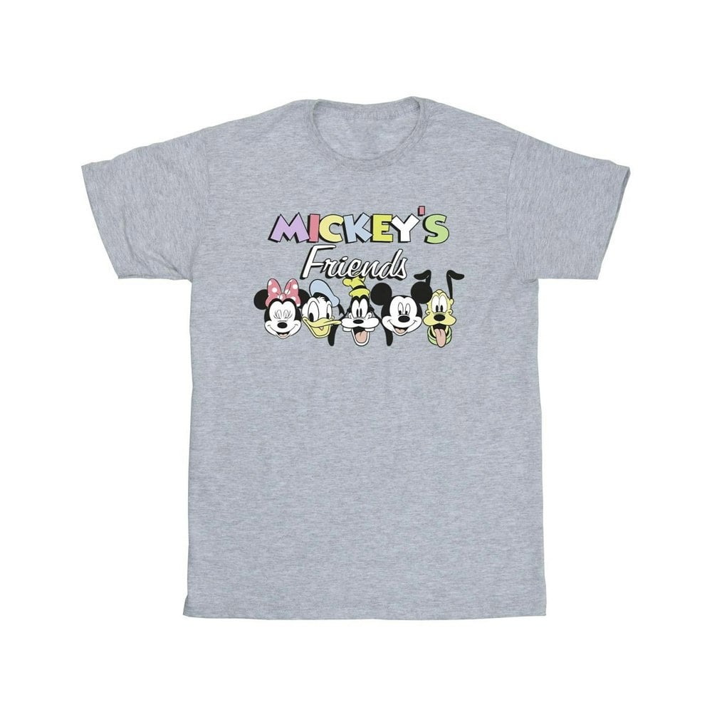 Disney Mens Mickey Mouse And Friends Faces T-Shirt - Sports Grey