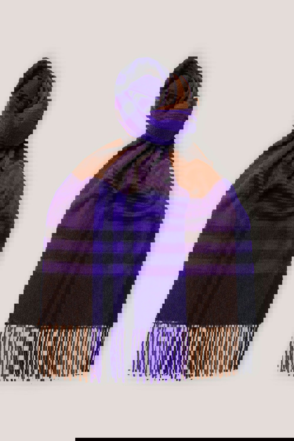 Classic Check Cashmere Scarf Black Watch Red x Purple