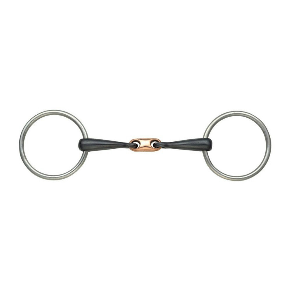 Shires Copper Lozenge Horse Snaffle Bit - Black/Silver