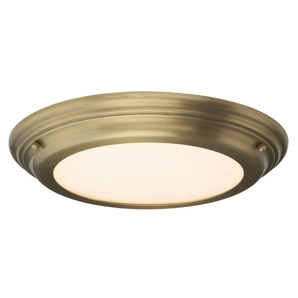 1 Bulb Flush Light Low Ceiling Aged Brass Finish LED 25W Bulb Loops