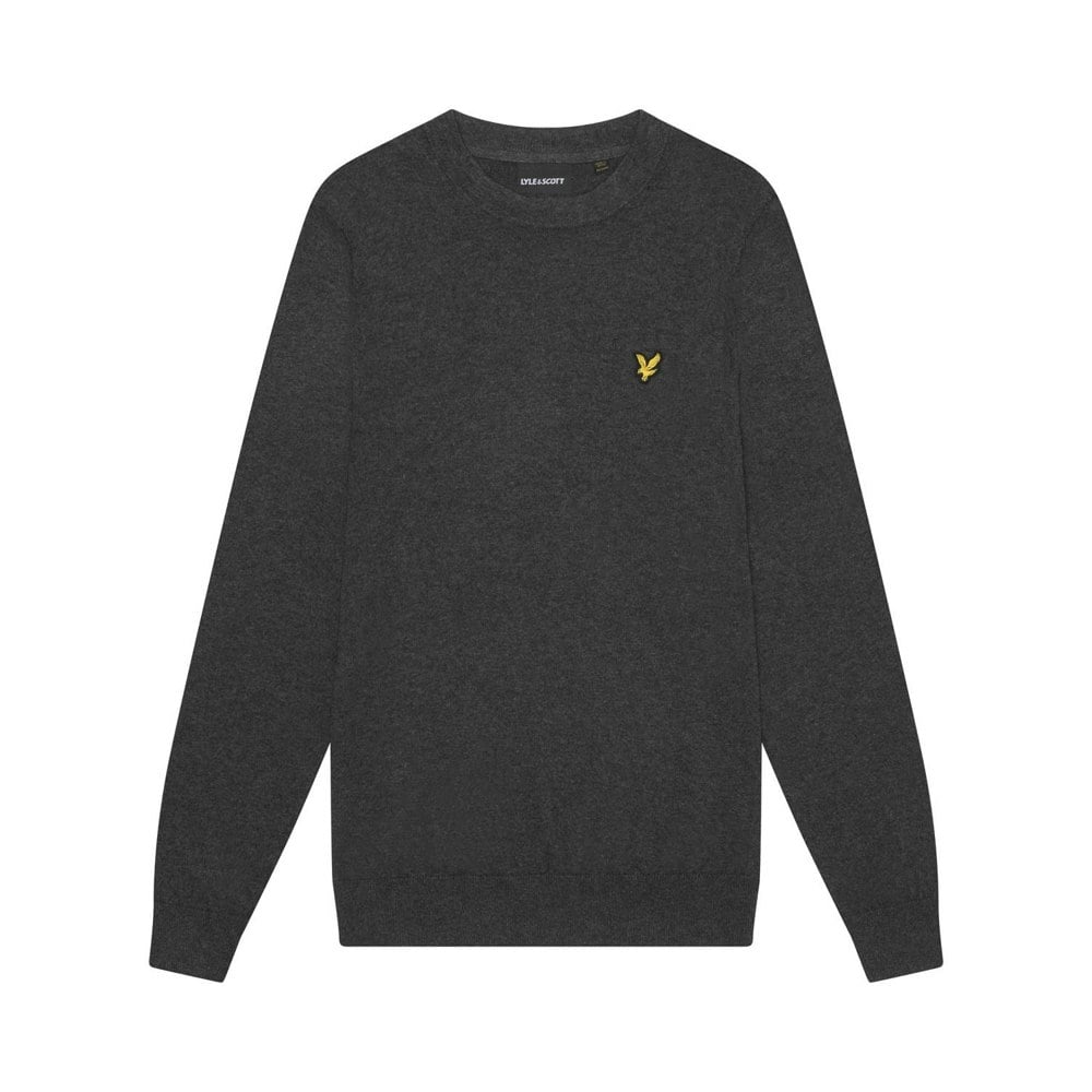 Lyle & Scott Mens Cotton Merino Crew Neck Jumper - Charcoal Marl