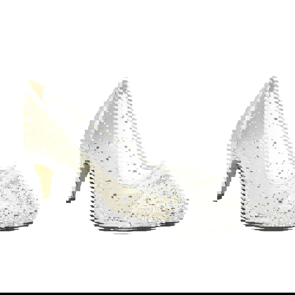 Lunar Women's Alisha Faux Gemstone Court Shoes - Silver