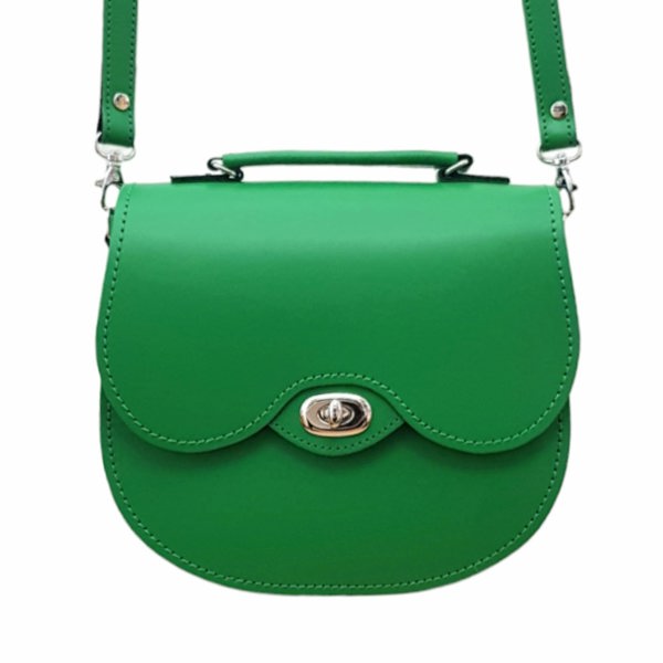 Zatchels Handmade Leather Twist Lock Saddle Bag - Green