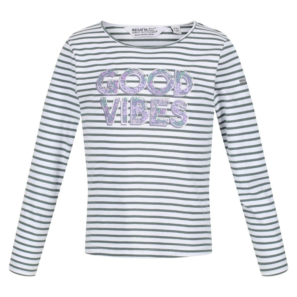 Regatta Kids Clarabee Slogan Long-Sleeved T-Shirt - Balsam Green