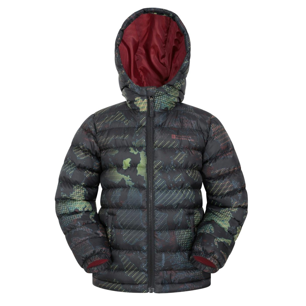 Mountain Warehouse Kids Seasons Watercolour Padded Jacket - Jet Black - 13 Years - Jet Black - 50% Polyamide/50% Polyester