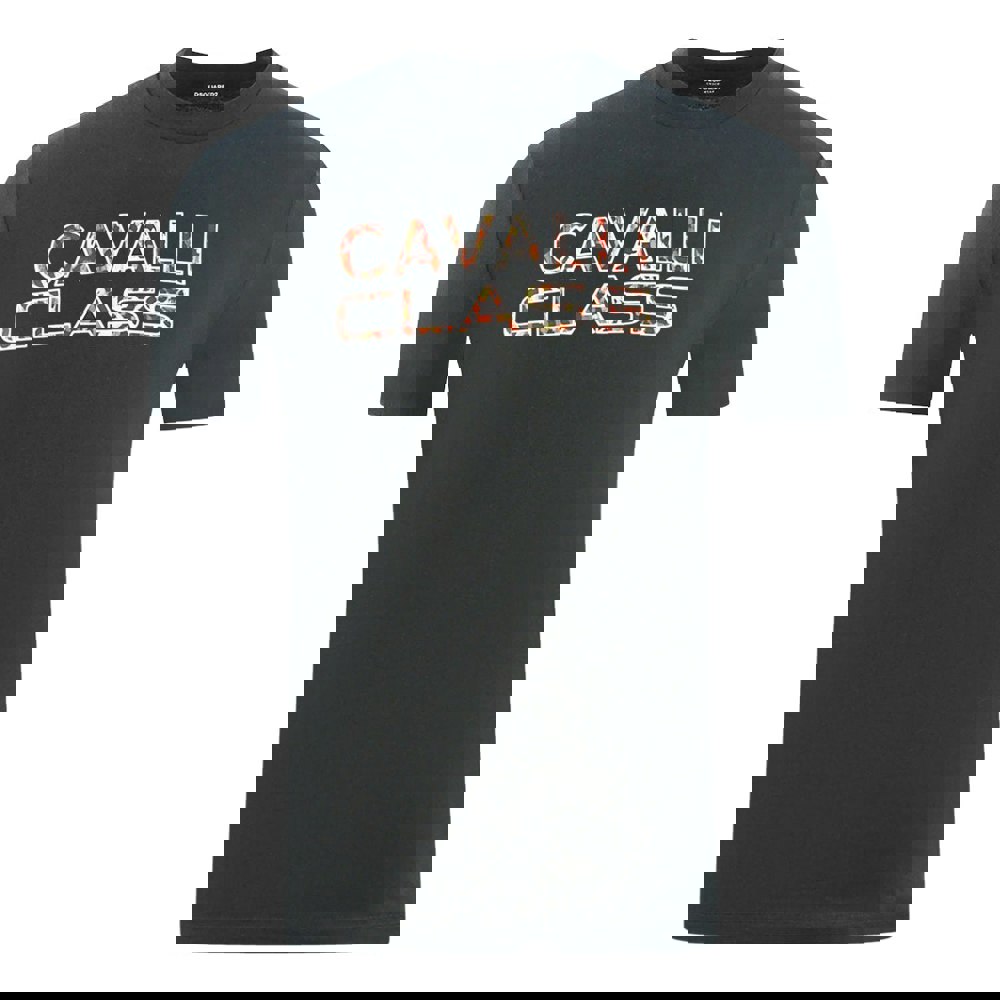 Cavalli Class Printed Logo T-Shirt - Black