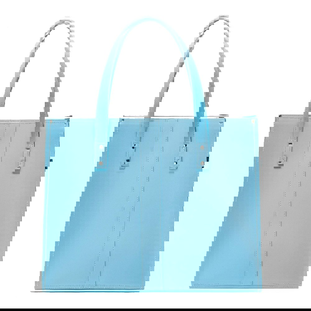 Pastel Baby Blue Leather Shopper - Shopper - Zatchels