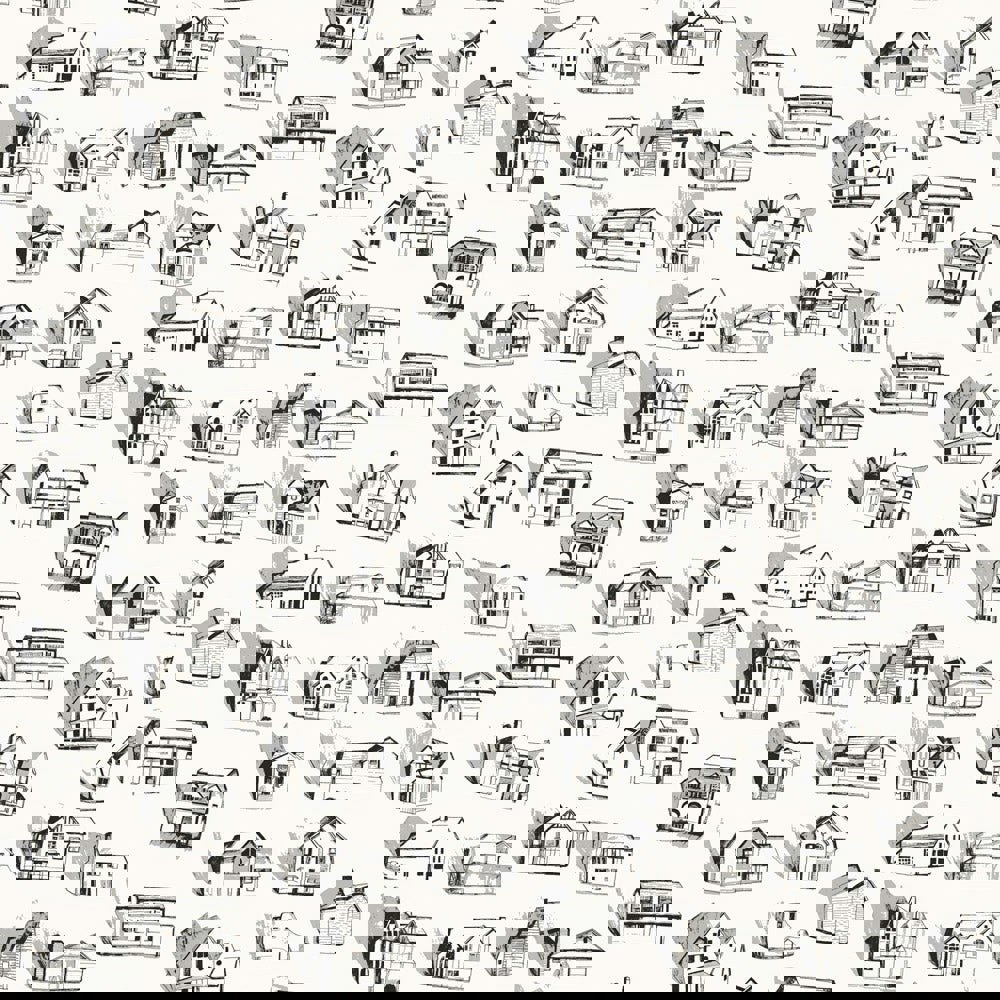 Houses black / grey / cream wallpaper