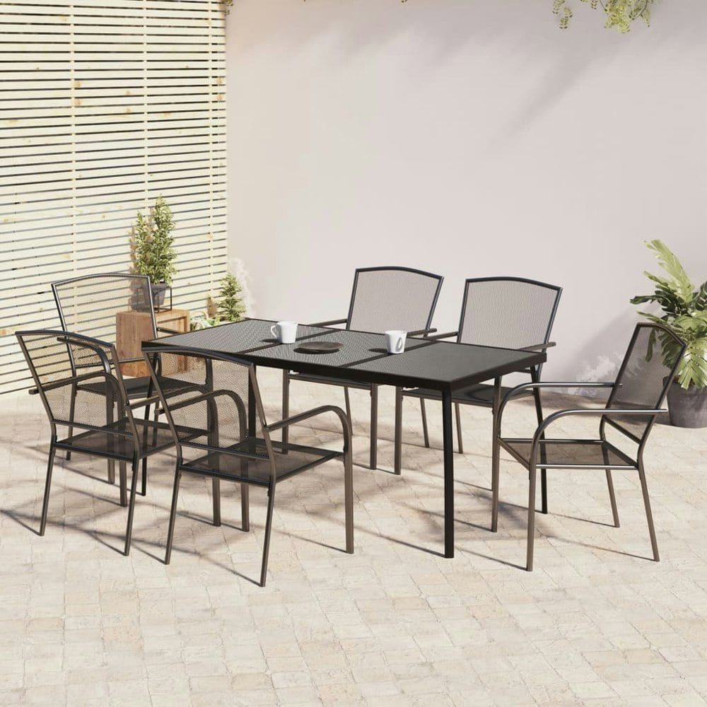 Berkfield 7 Piece Garden Dining Set Anthracite Steel
