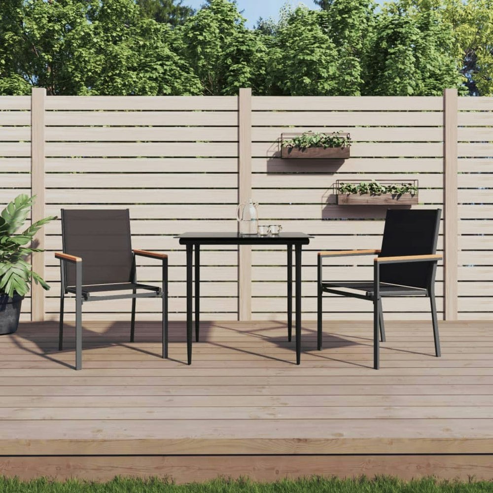 Berkfield 3 Piece Garden Dining Set Black Textilene and Steel