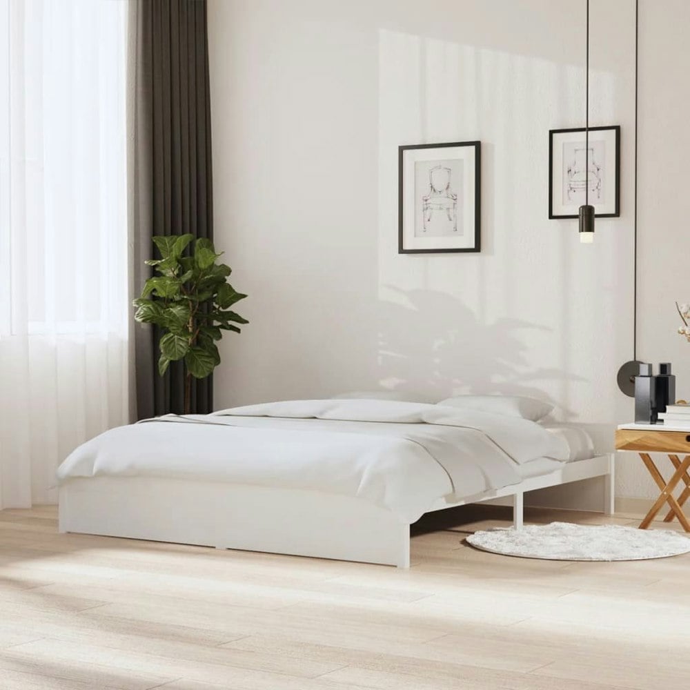 Berkfield Bed Frame White Solid Wood 180x200 cm Super King Size