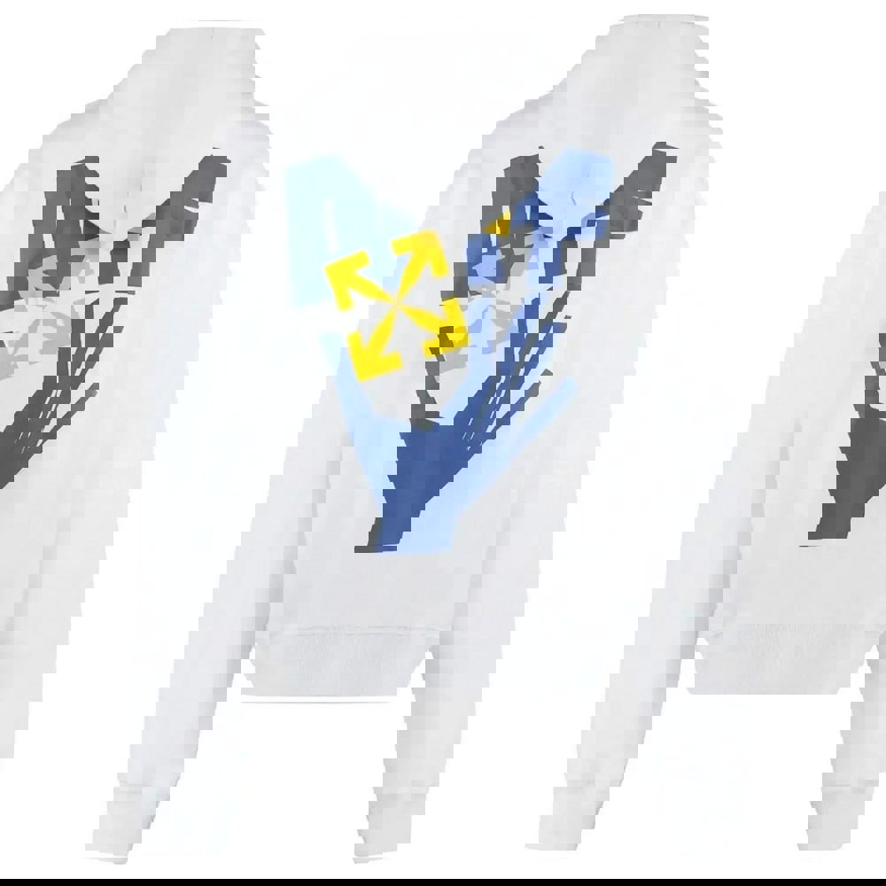 Off-White Oversized Fit Hands Arrow Logo White Hoodie M