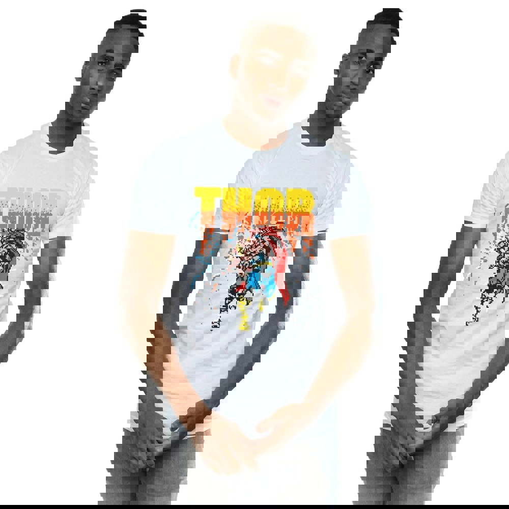 Marvel Mens Thor Pixelated T-Shirt - White