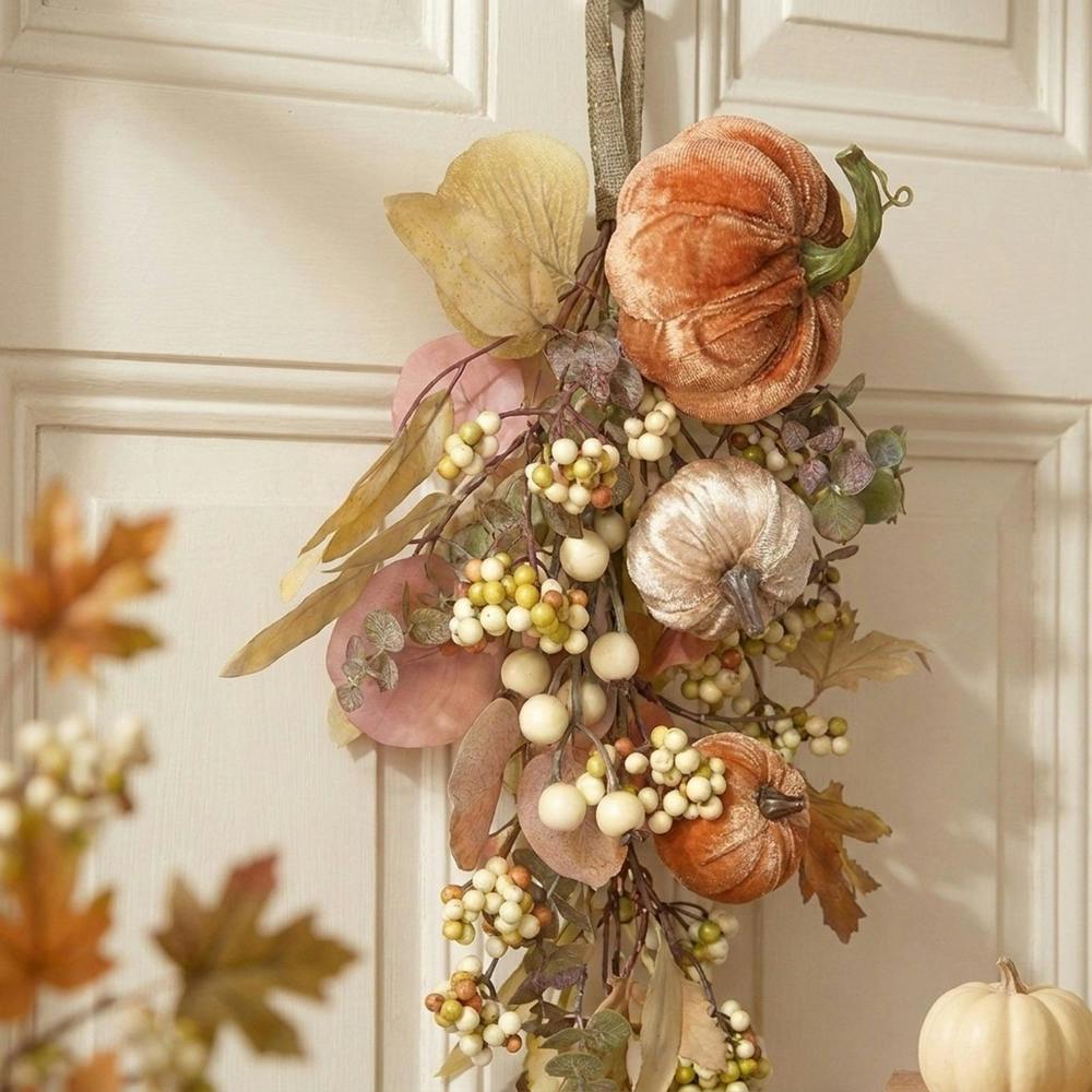 Garden Greatness Autumnal Hanging Pumpkin Wreath Drop