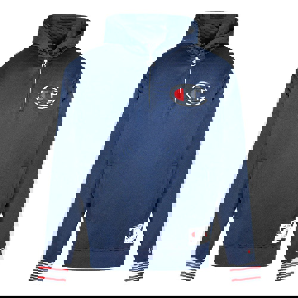 Champion Half Zip Large Logo Hoodie - Navy Blue