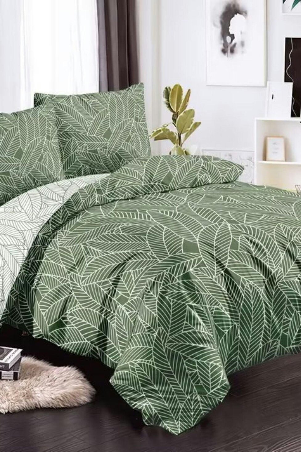 Ezysleep Leaf Print Printed Duvet Cover Set