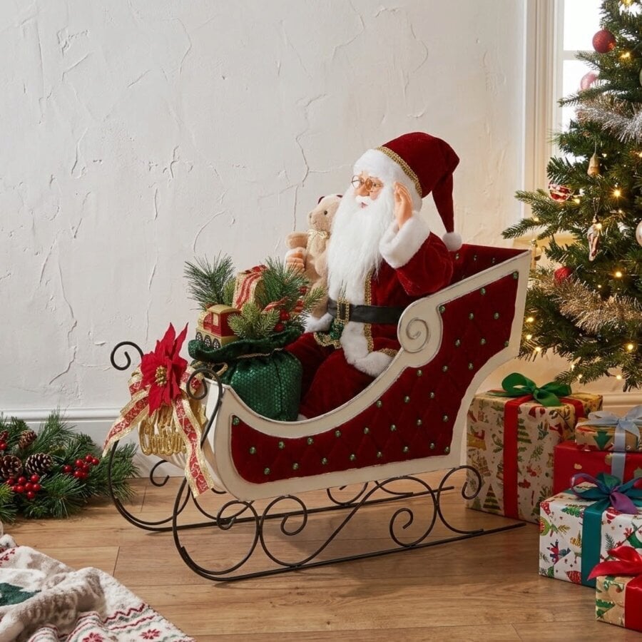 Garden Greatness Animated Musical Santa Sleigh with LED Lights